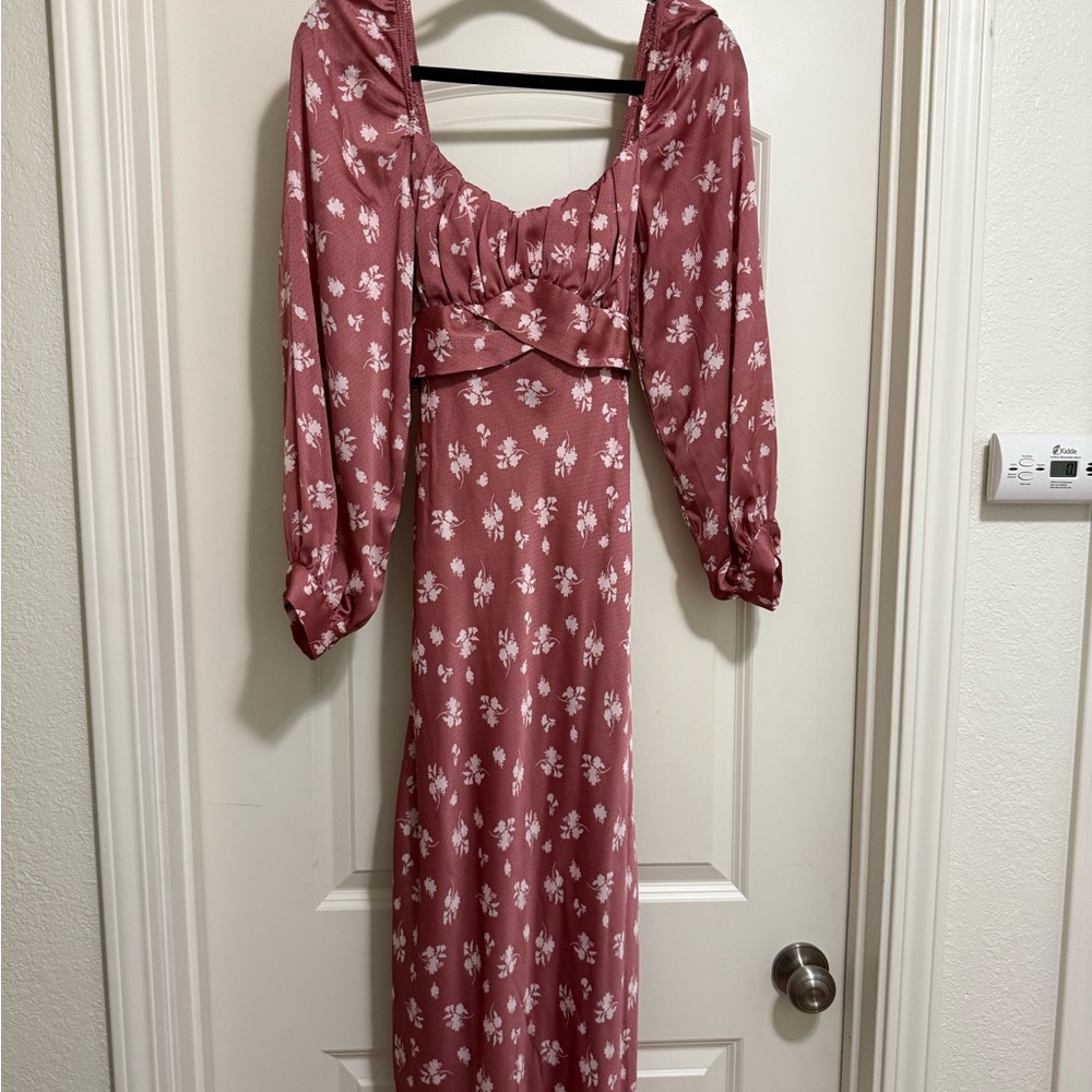 Macy's Pink Floral Long Sleeve Dress